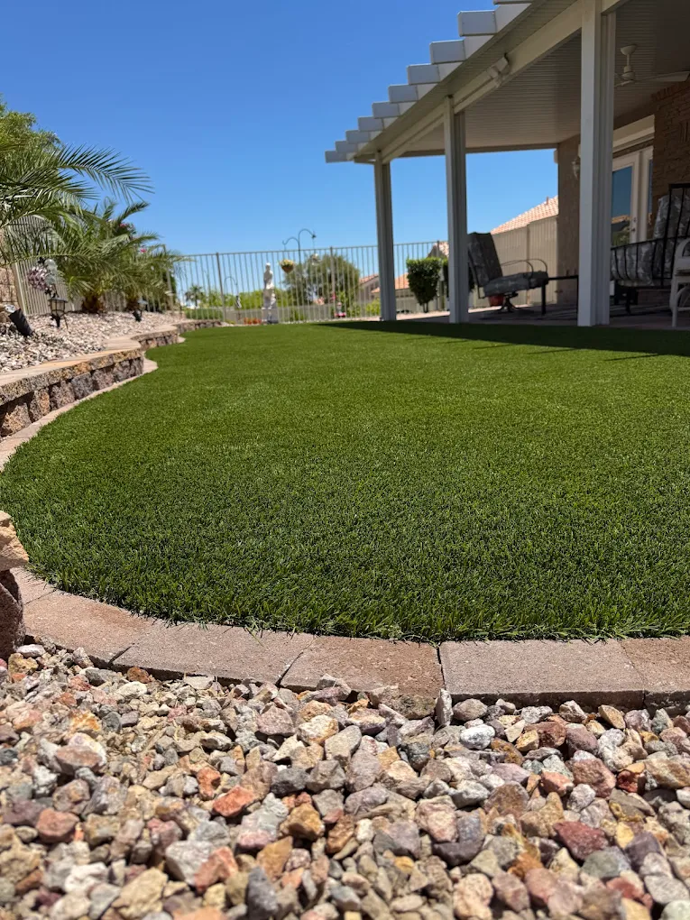 Henderson backyard with artificial turf and pergola, perfect for a cat enclosure