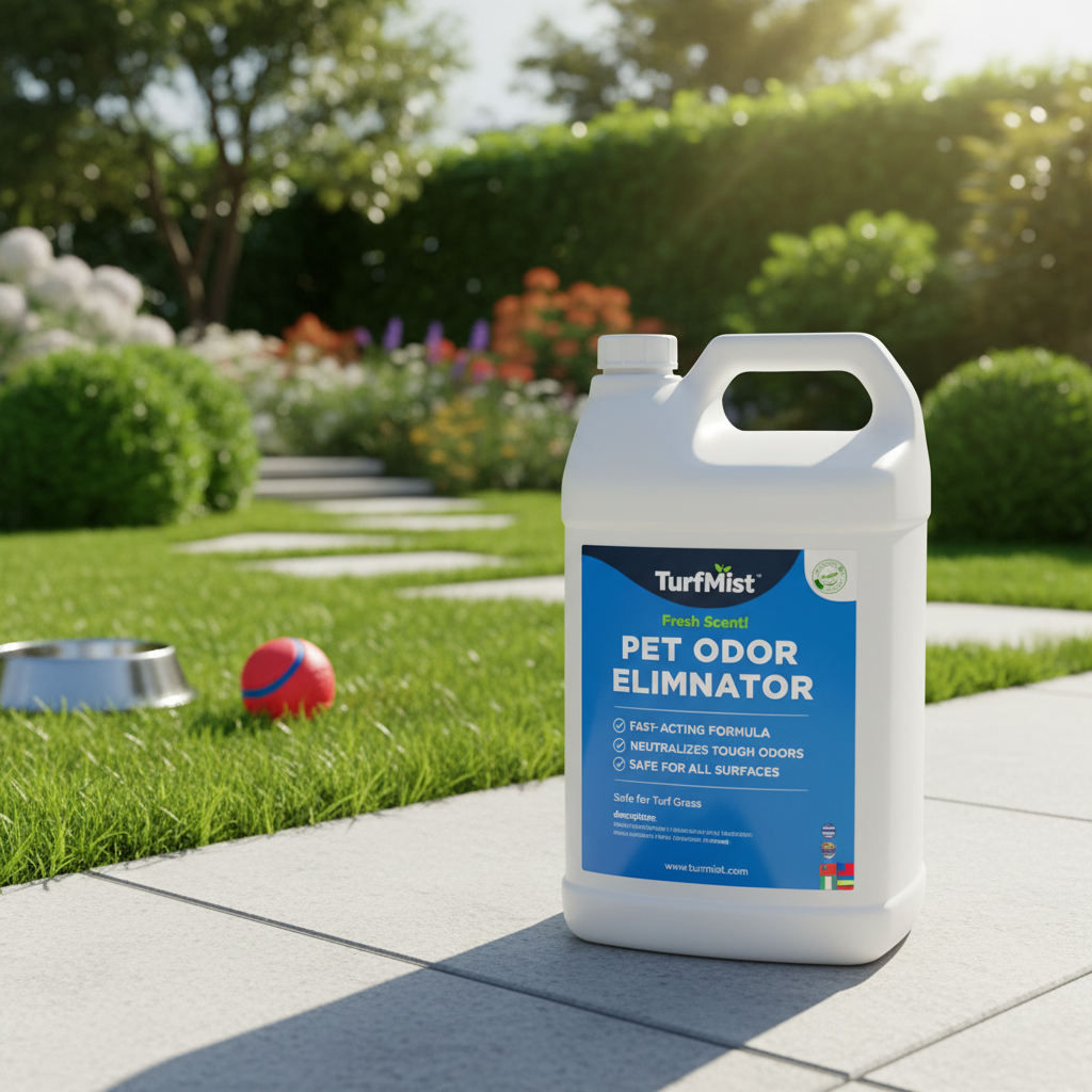 Turf deodorizer product ready for use on a Henderson artificial turf yard