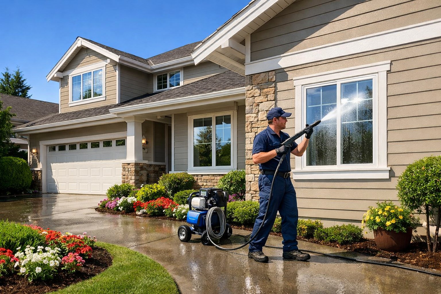 Professional turf cleaning crew performing maintenance at a Henderson commercial property