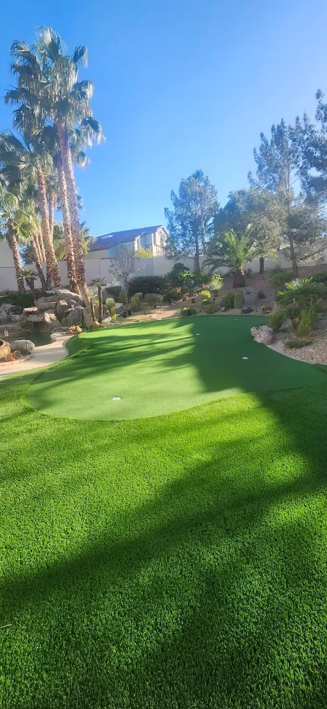 Putting green with palm trees in Henderson